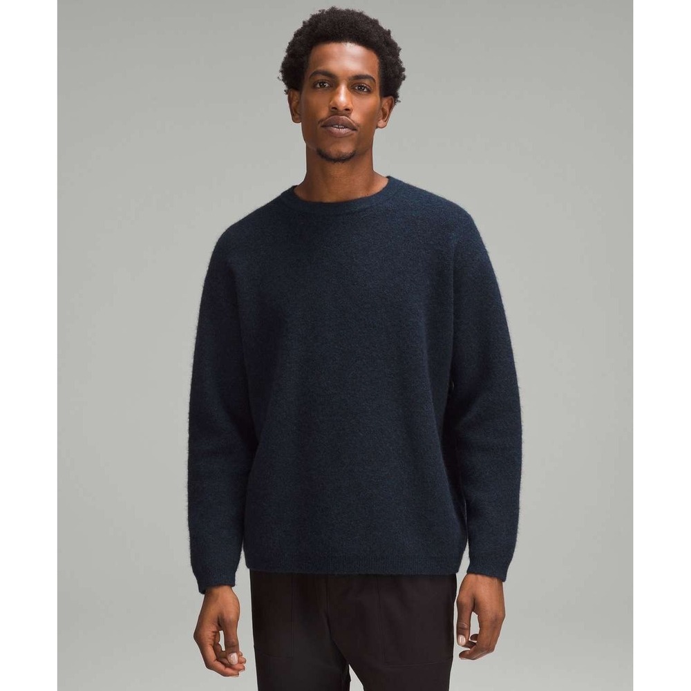 Lululemon Alpaca Wool-Blend Crewneck Sweater Heathered True Navy Men Small NWOT